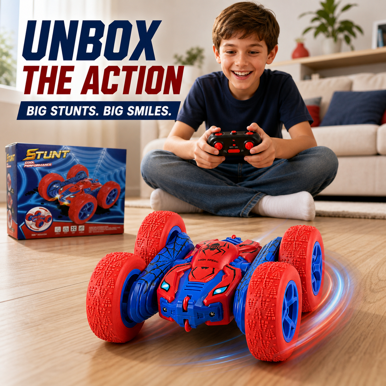A child playing with the UMURSIM stunt car